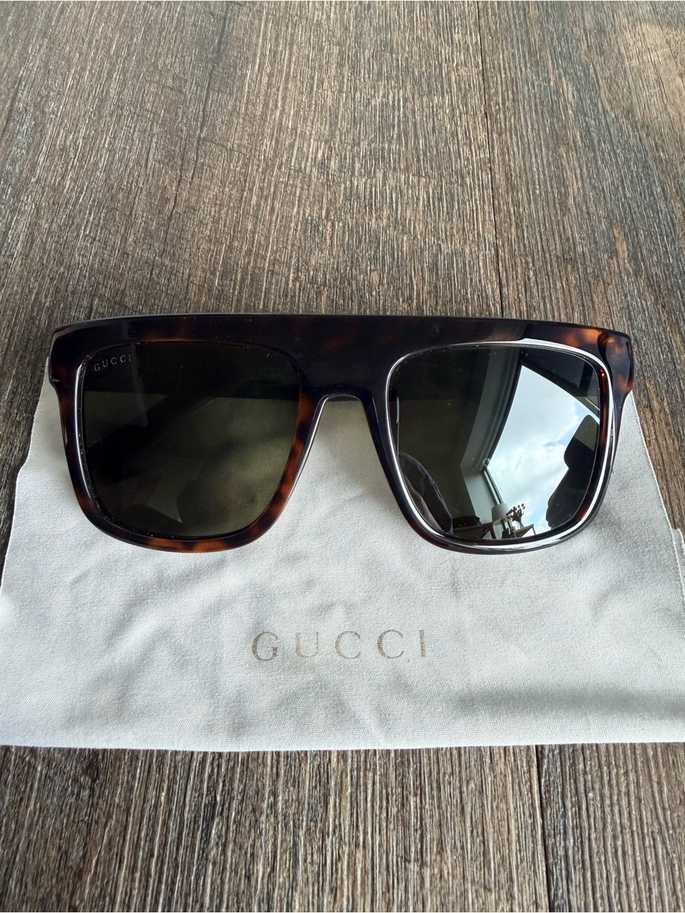 Gucci Tortoiseshell Square Sunglasses - Brown Frame Black Lenses